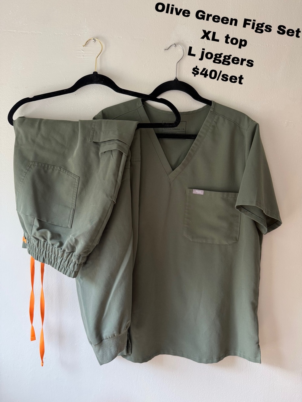 Figs Olive Green Scrub Set - V-Neck Top & Joggers